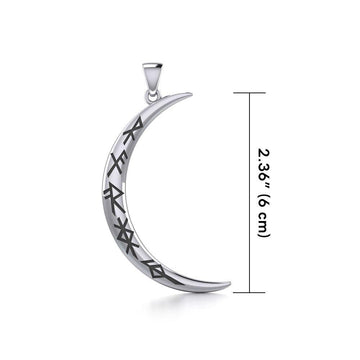 Crescent Moon with Meaningful Bind Runes Large Pendant TPD5833 - Jewelry